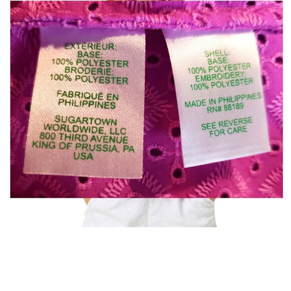 Lilly Pulitzer Calynn Eyelet Button Down Blouse Size-4 Wild Fuchsia - Picture 8 of 11